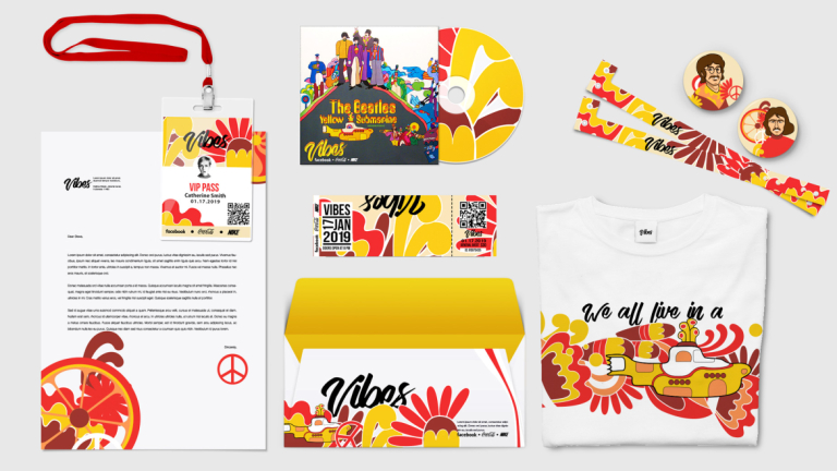 "Vibes" branding by advertising and illustration students