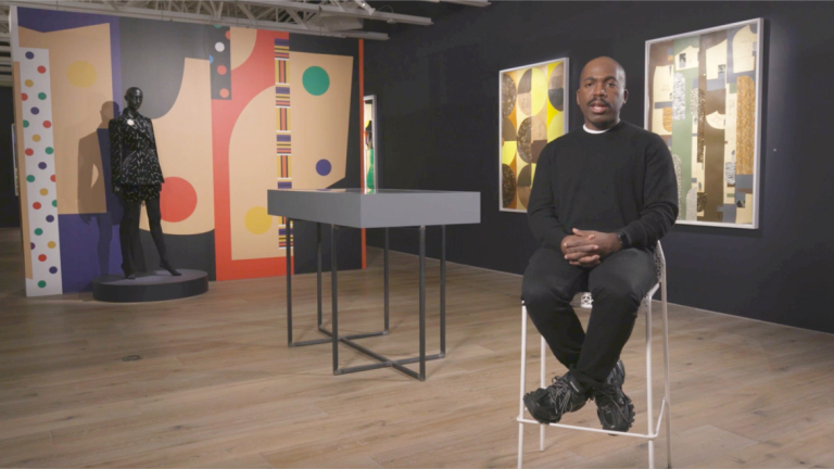 Play video of Derrick Adams exhibition