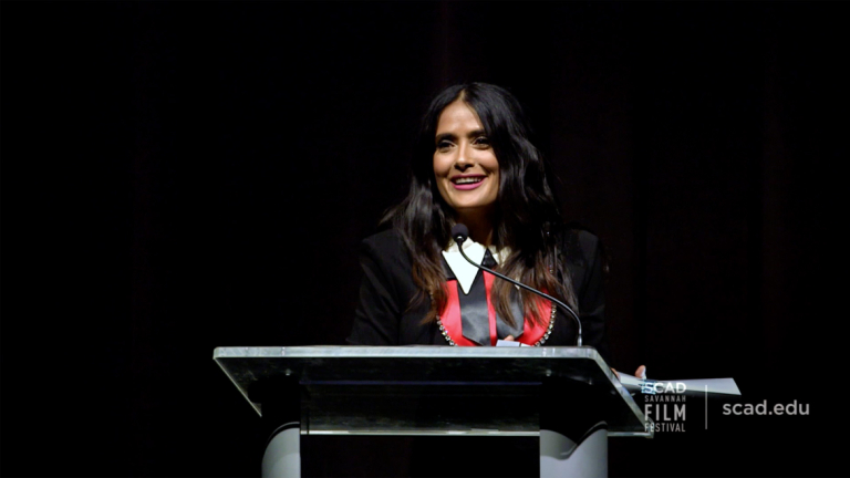 Play video of SCAD Savannah Film Festival honoree Salma Hayek Pinault