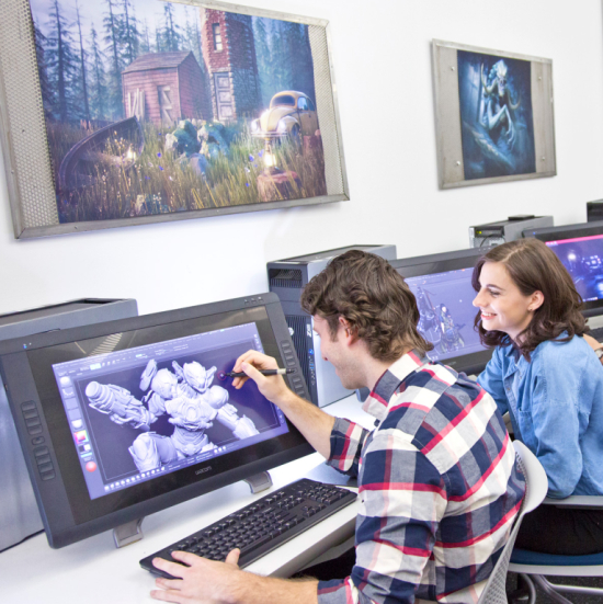 Students work in a digital lab at the Savannah location