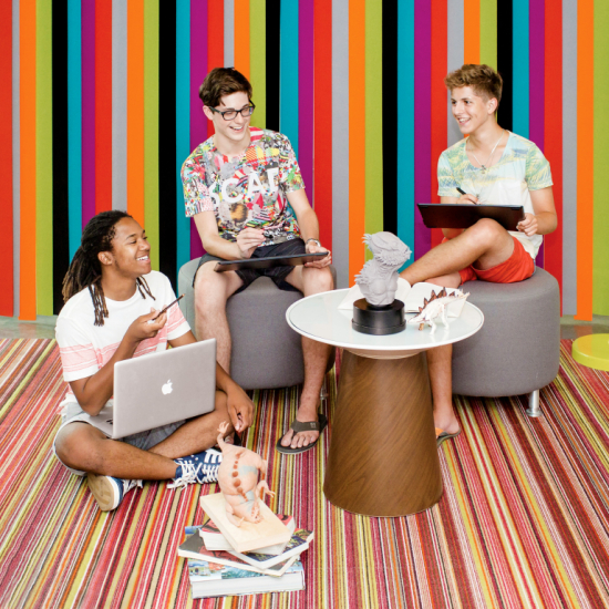 students gathering to study